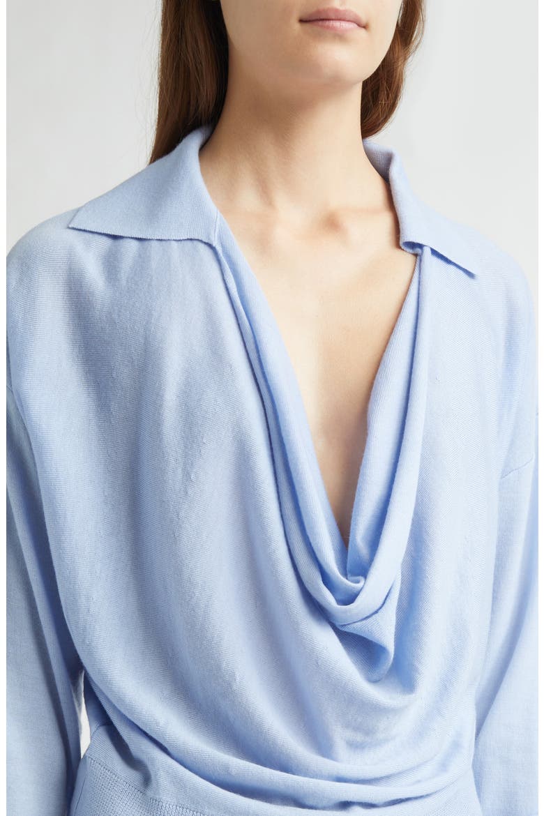 Drape Front Wool Polo Sweater, Alternate, color, BABY BLUE
