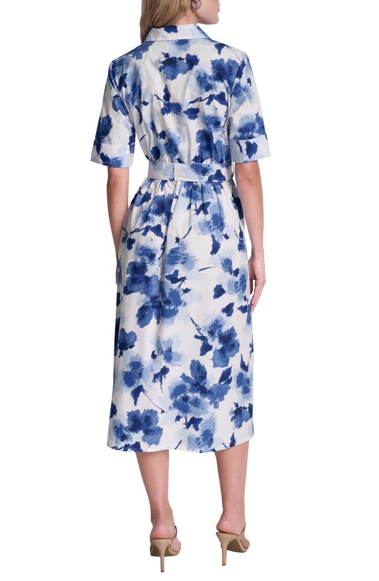 DKNY Printed Tie Waist Shirtdress, Alternate, color, Cornflower