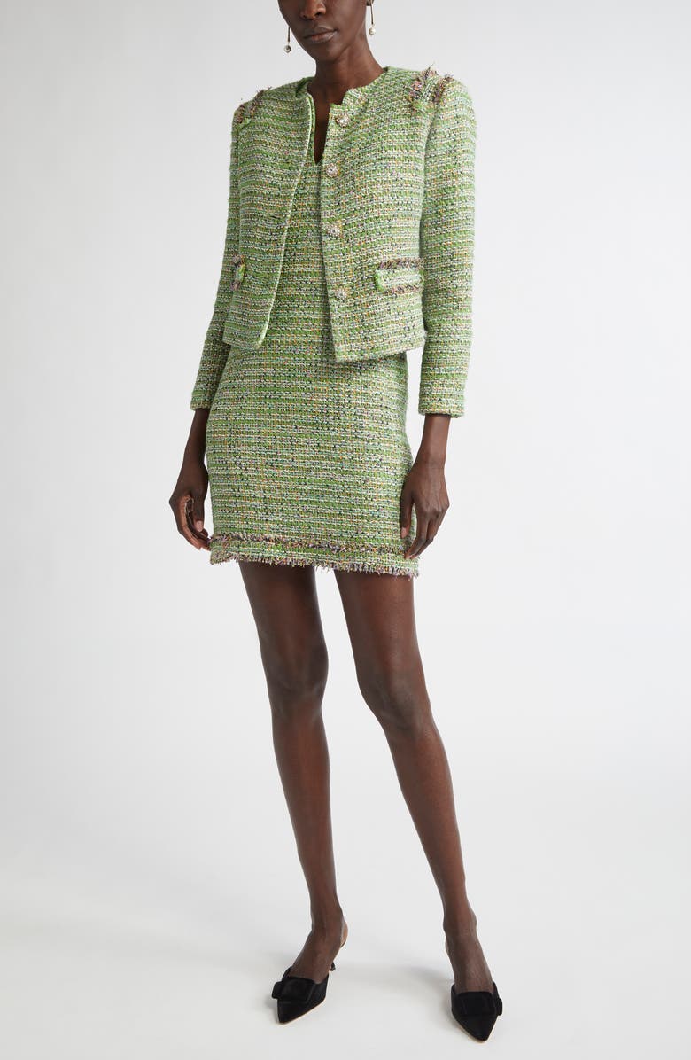 ST. JOHN Arden Metallic Tweed Jacket, Alternate, color, Jade/ Light Jade Multi