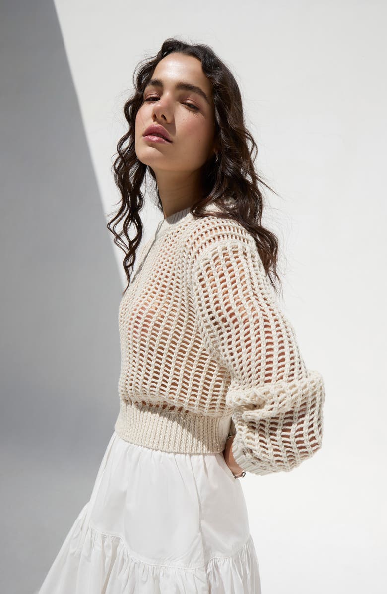 DELUC Einar Crop Open Stitch Sweater, Alternate, color, 