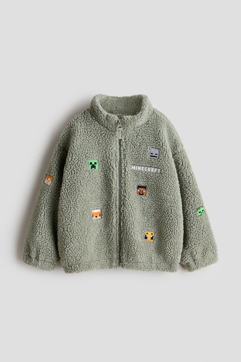 Appliquéd Teddy Jacket, Main, color, Dusty green/Minecraft