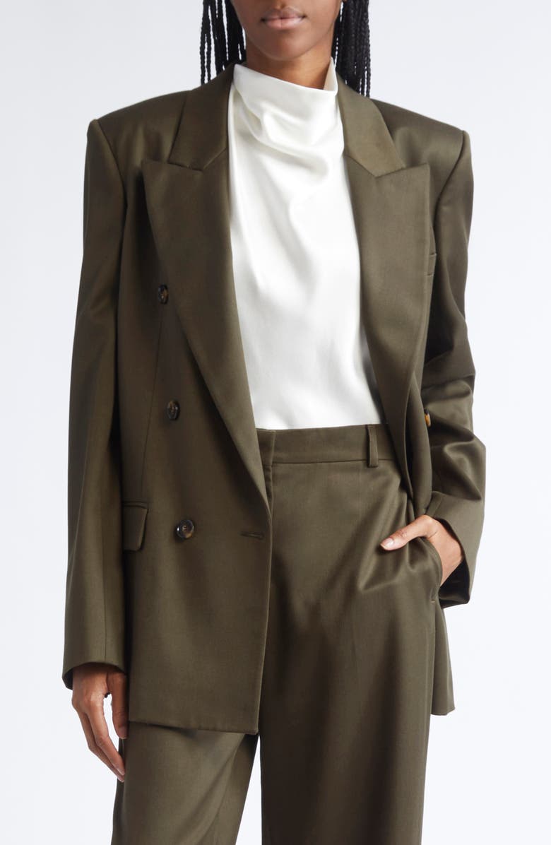 Stella McCartney Iconic Double Breasted Blazer, Main, color, Khaki