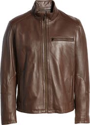 Cole Haan Lambskin Leather Moto Jacket