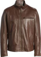 Cole Haan Lambskin Leather Moto Jacket