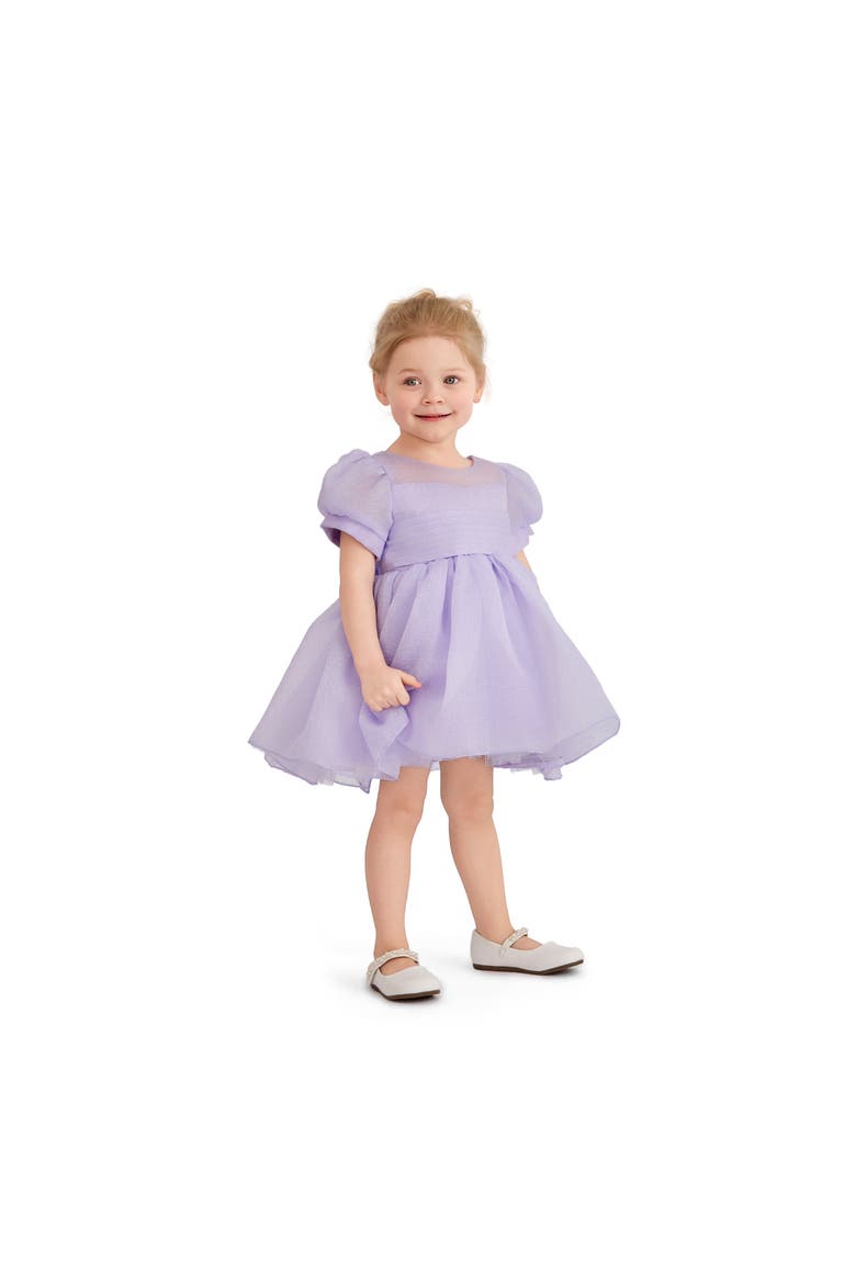 Puff-Sleeve Party Dress, Alternate, color, Purple