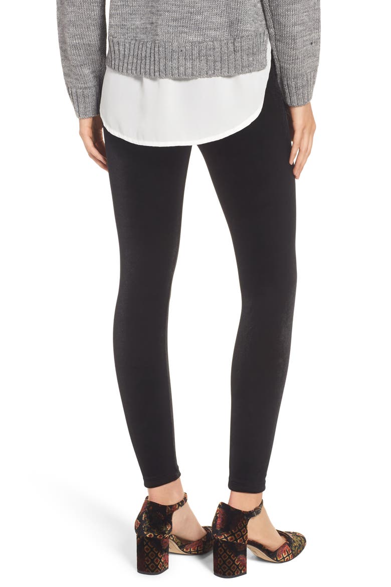 Perfect Control Top Velvet Leggings, Alternate, color, BLACK