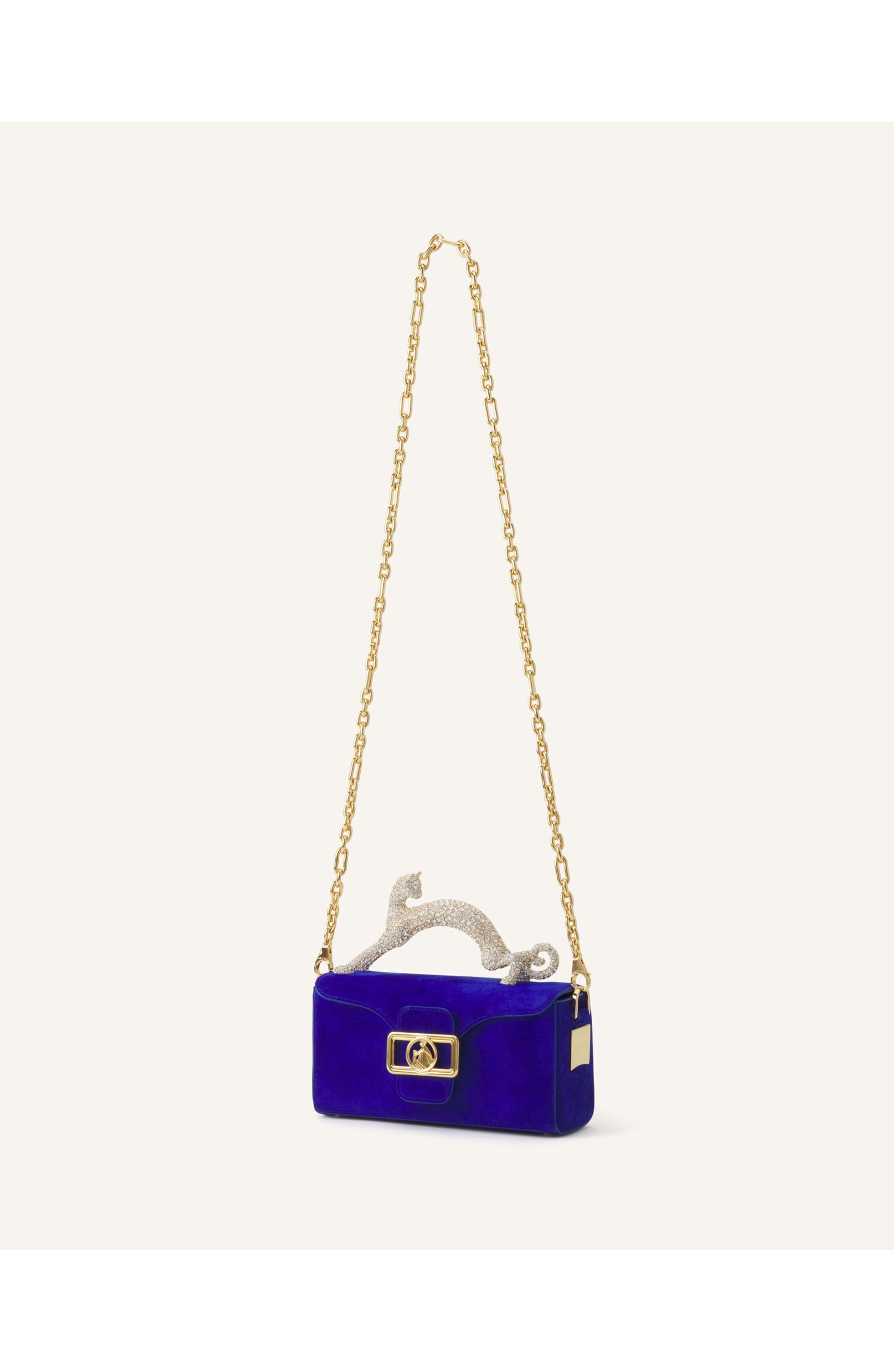 Lanvin Nano Pencil Cat Leather Bag, Alternate, color, Electric Blue/Dark Blue