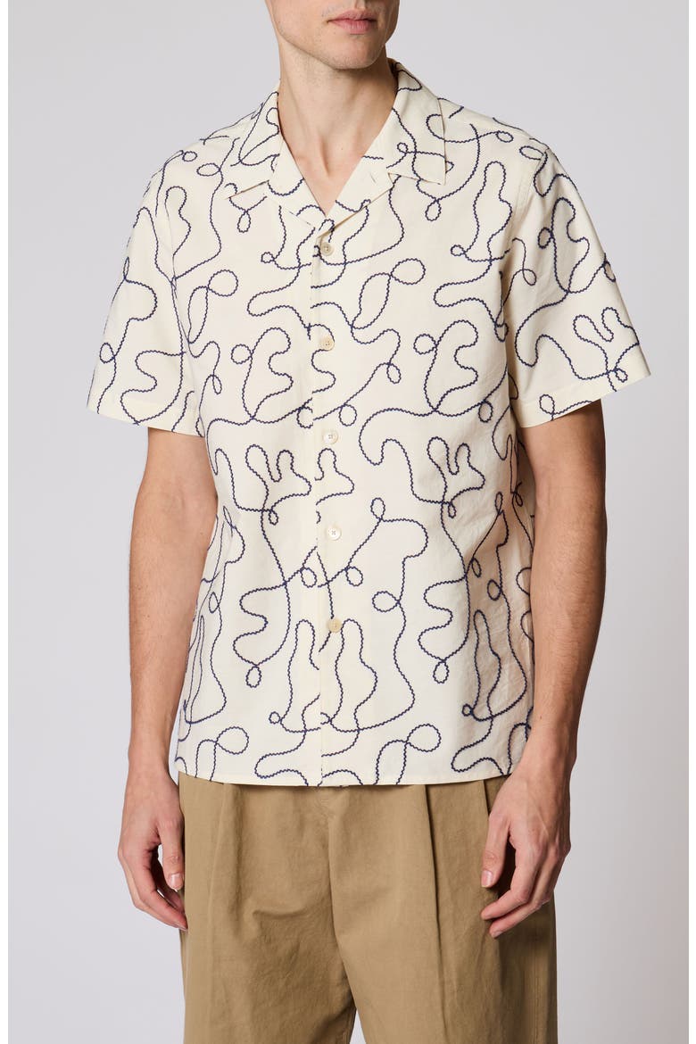 Casual Fit Camp Shirt, Main, color, 02 OFF WHITE