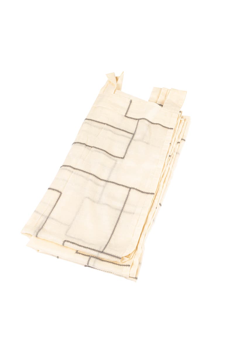 Storied Home Modern Cotton Curtain Panel with Geometric Embroidery, Main, color, Ivory