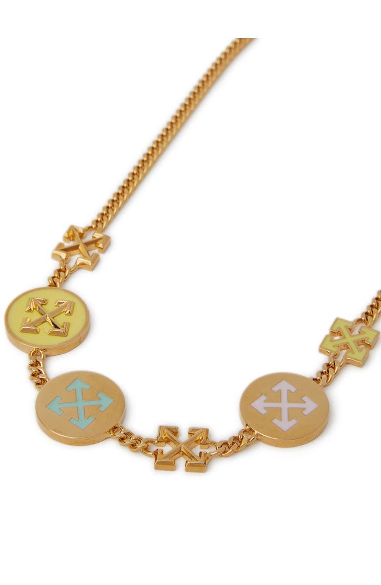 OFF WHITE Women's Gold Arrow Button Necklace, Alternate, color, 