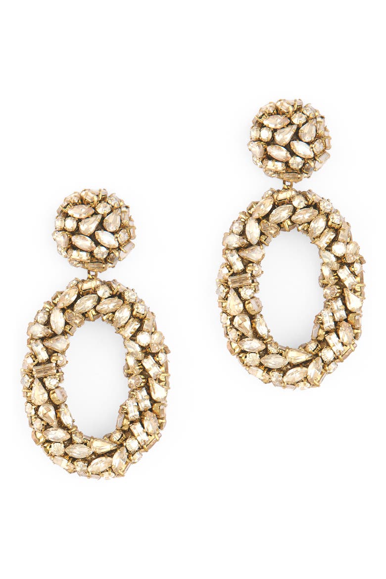 Dinorah Crystal Drop Earrings, Main, color, GOLD