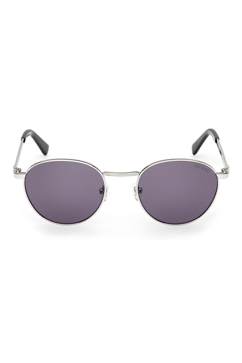 Round Sunglasses, Main, color, SHINY LIGHT NICKELTIN / VIOLET