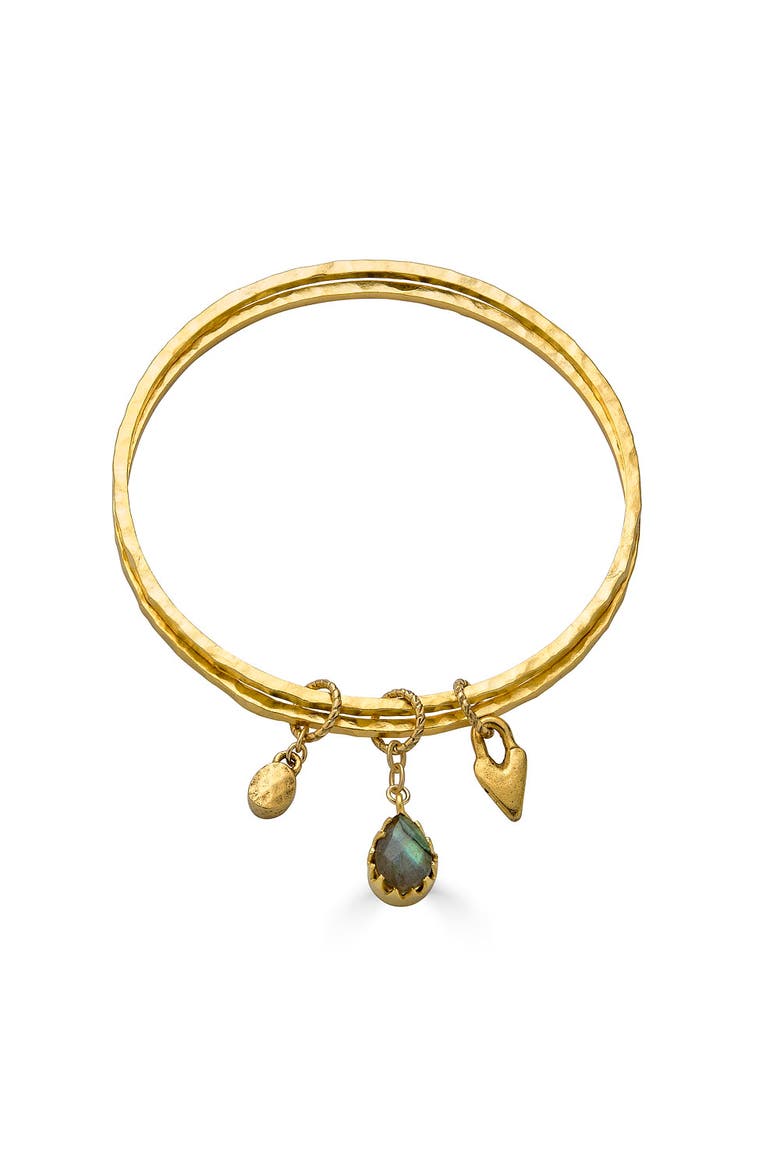 Peach Moonstone Talisman Bangle Bracelet, Alternate, color, Gold