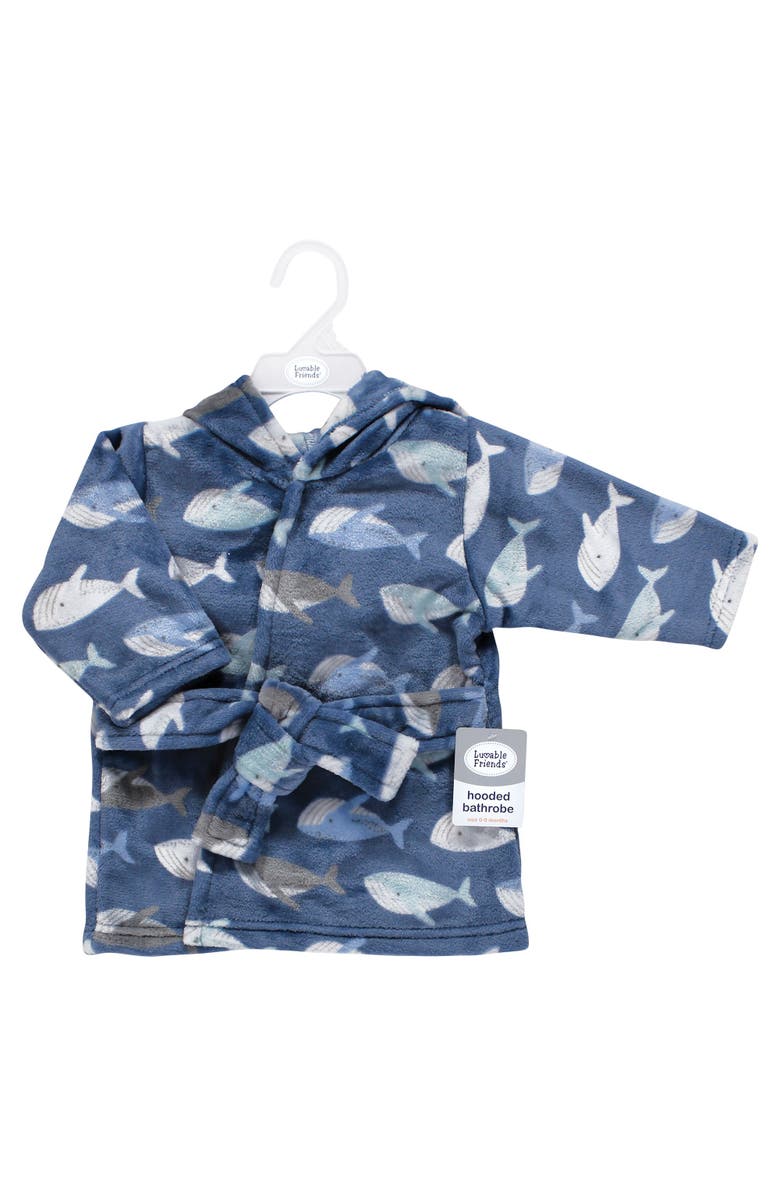 Luvable Friends Luxurious Unisex Spa Gown, Alternate, color, Whales