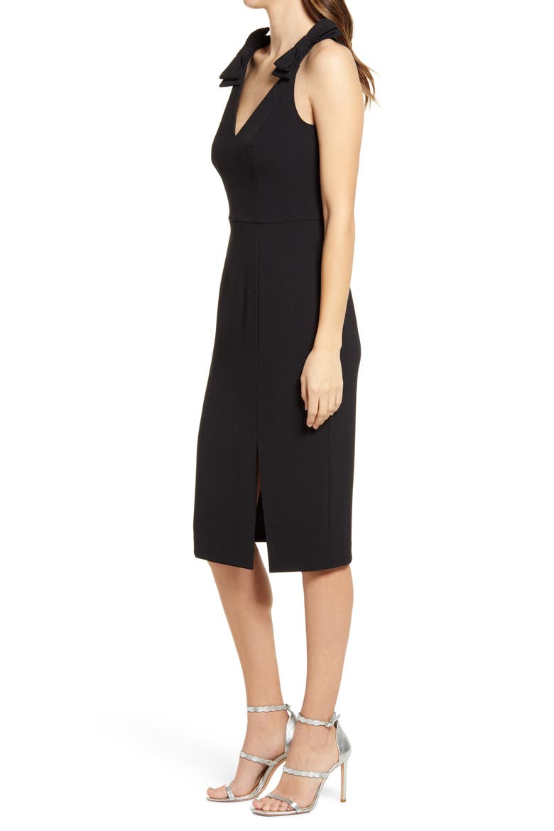 Bow Detail Sleeveless Sheath Dress, Alternate, color, BLACK