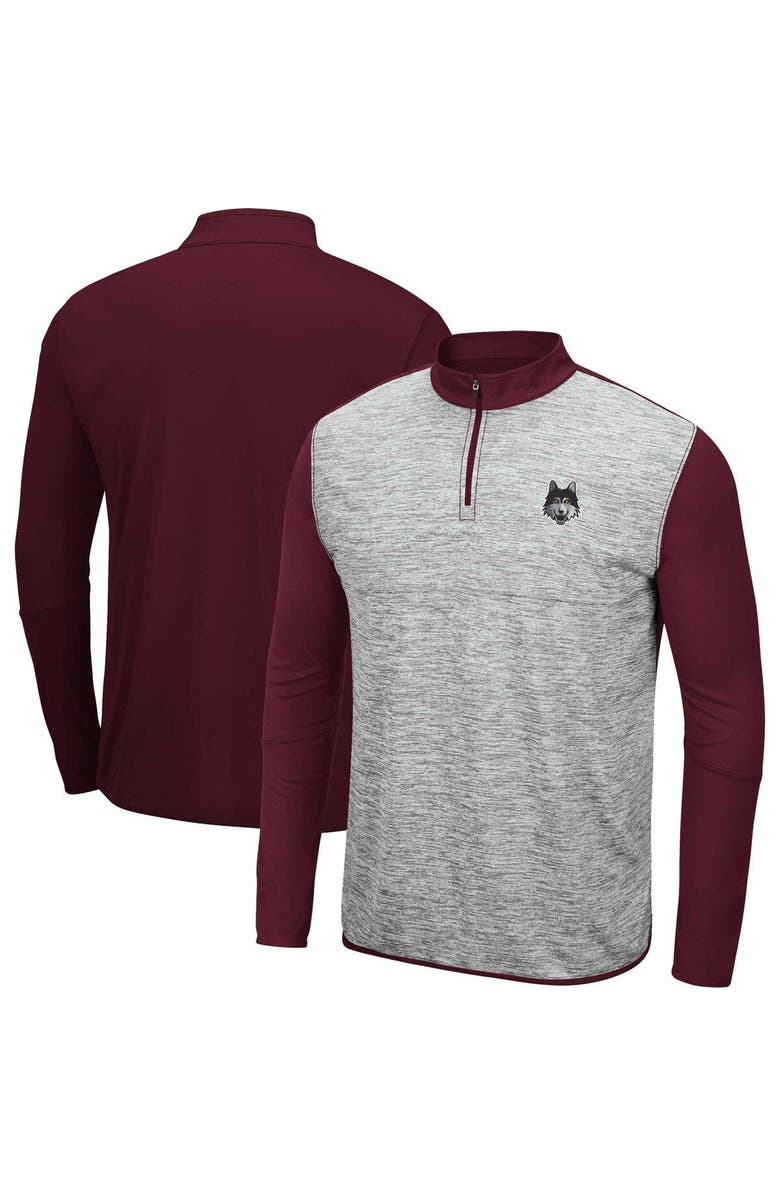 COLOSSEUM Men's Colosseum Heather Gray/Maroon Loyola Chicago Ramblers Prospect Quarter-Zip Jacket, Main, color, 