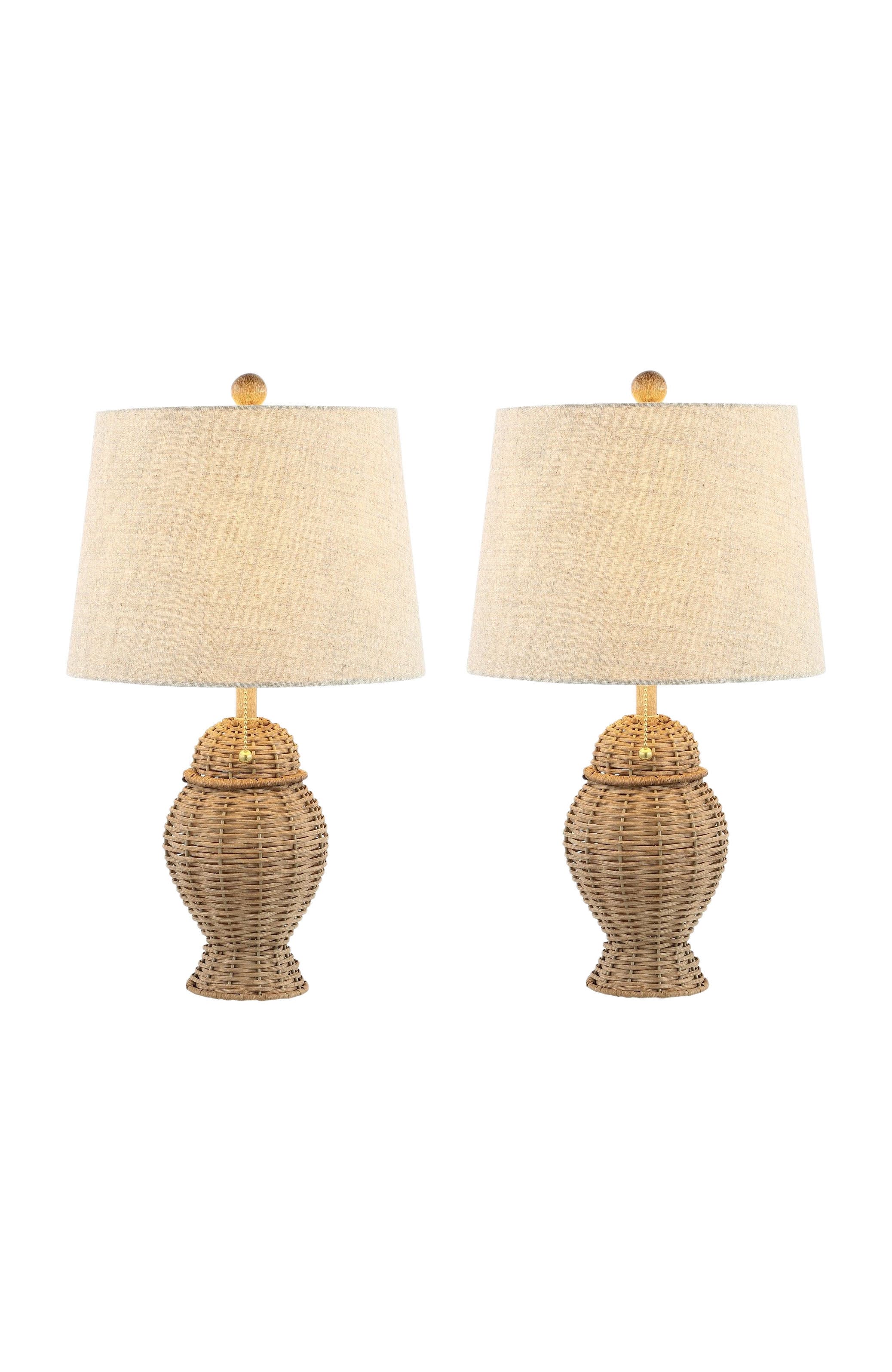 JONATHAN Y Margie Wicker 20.5" Bohemian Rustic Iron LED Table Lamp - Natural