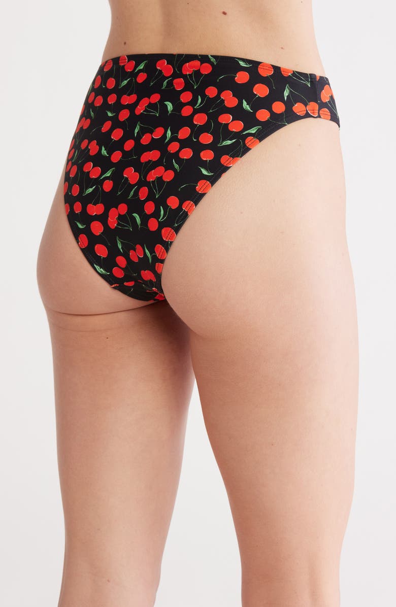 Good American Good Waist Cherry Print Cheeky Bikini Bottoms, Alternate, color,