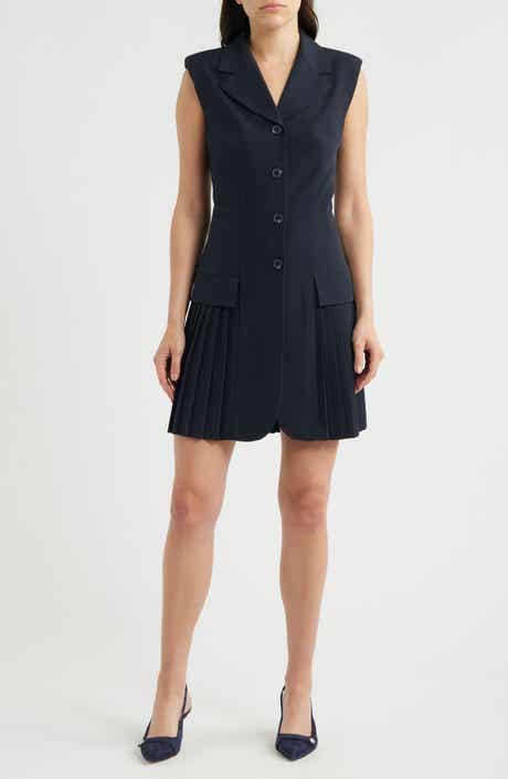 Pleat Detail Sleeveless Shirtdress