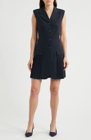 Vince Camuto Pleat Detail Sleeveless Shirtdress