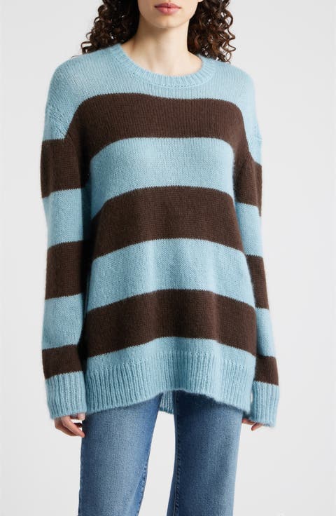 Fuzzy Stripe Crewneck Sweater