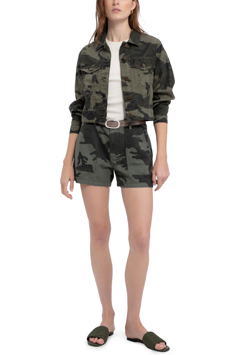Daybreak Camo Print Linen & Cotton Blend Trucker Jacket, Alternate, color, HIKER CAMO