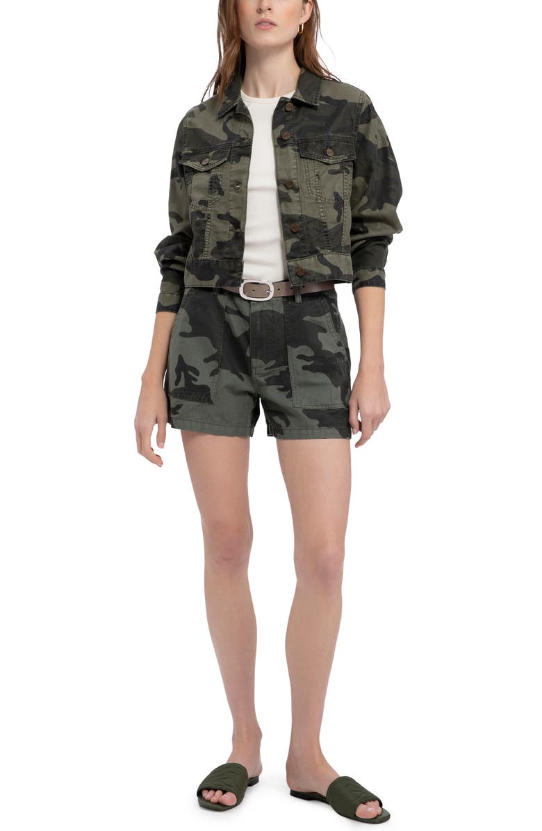 Sanctuary Daybreak Camo Print Linen & Cotton Blend Trucker Jacket, Alternate, color,