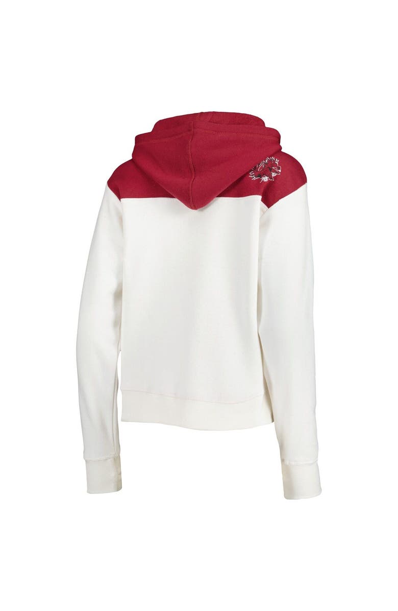 PRESSBOX Women's Pressbox White/Garnet South Carolina Gamecocks Chicago 2-Hit Yoke Pullover Hoodie, Alternate, color,