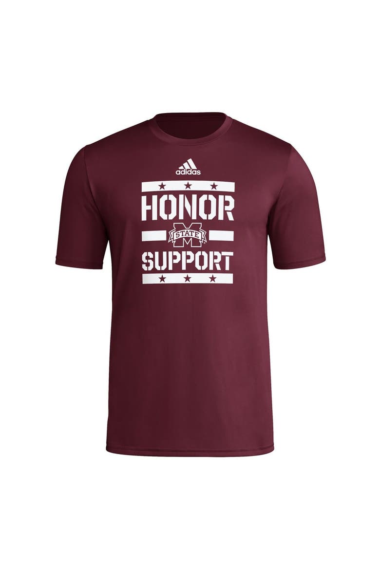 Men's adidas Maroon Mississippi State Bulldogs Honor & Support Pre-Game T-Shirt, Alternate, color, Maroon