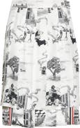 Thom Browne Hector Toile Classic Silk Pleated Skirt