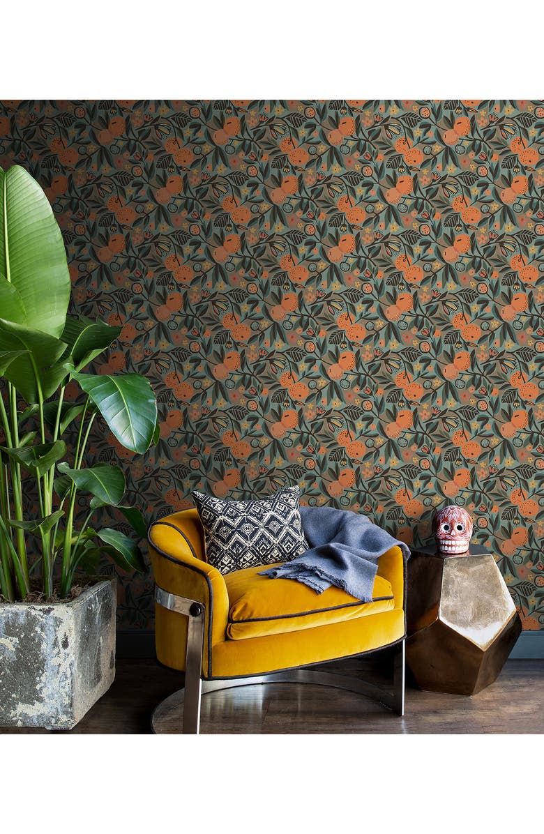 Wallpops Clementine Garden Wallpaper, Alternate, color, Orange