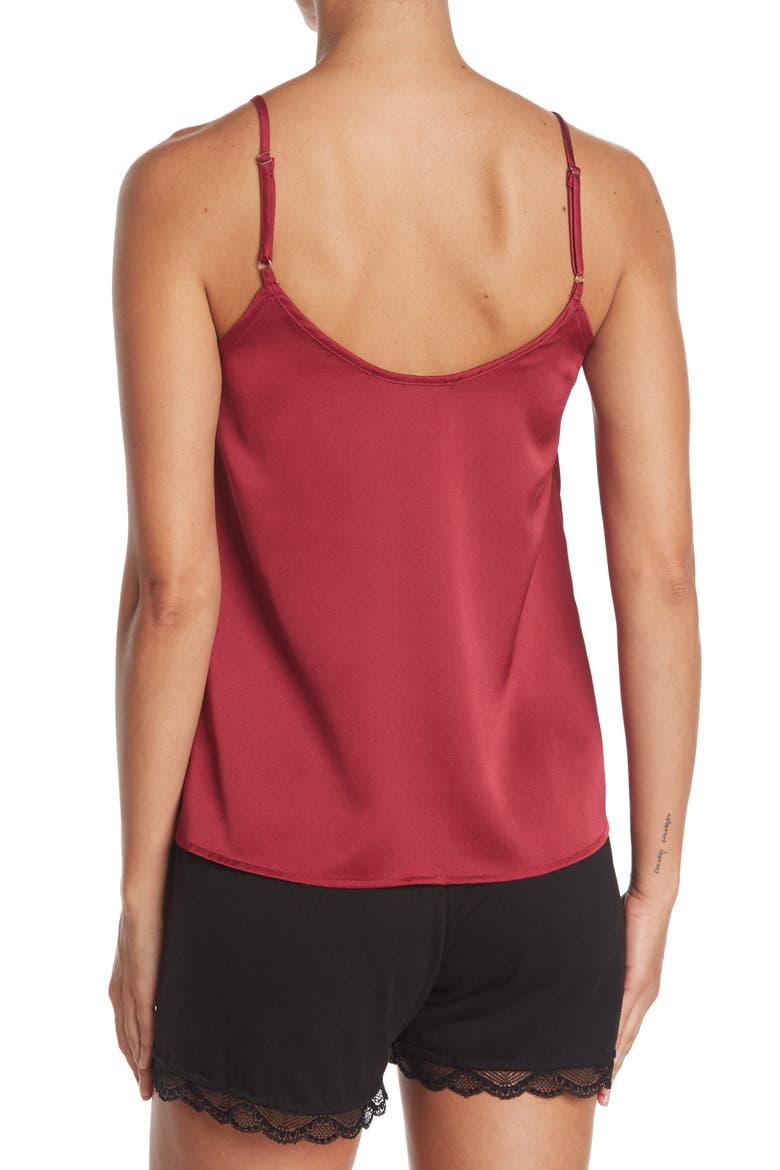 Lace Trim Woven Camisole, Alternate, color, BURGUNDY
