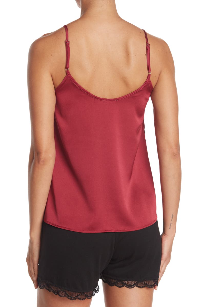 JUST ONE Lace Trim Woven Camisole, Alternate, color, Burgundy
