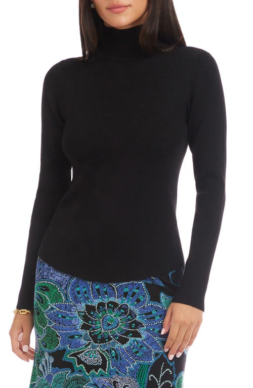 Karen Kane Rib Mock Neck Sweater In Black