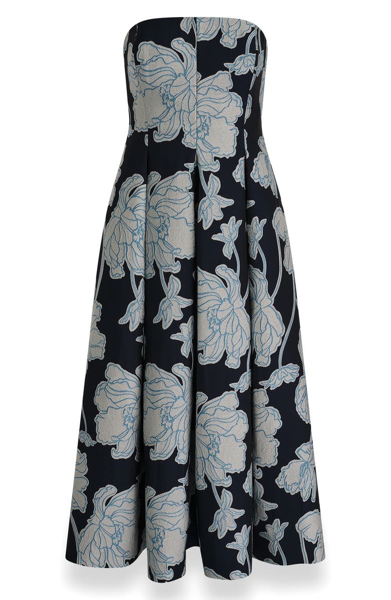 Donna Karan New York Floral Jacquard Strapless Dress, Alternate, color, Nightfall/ Cream