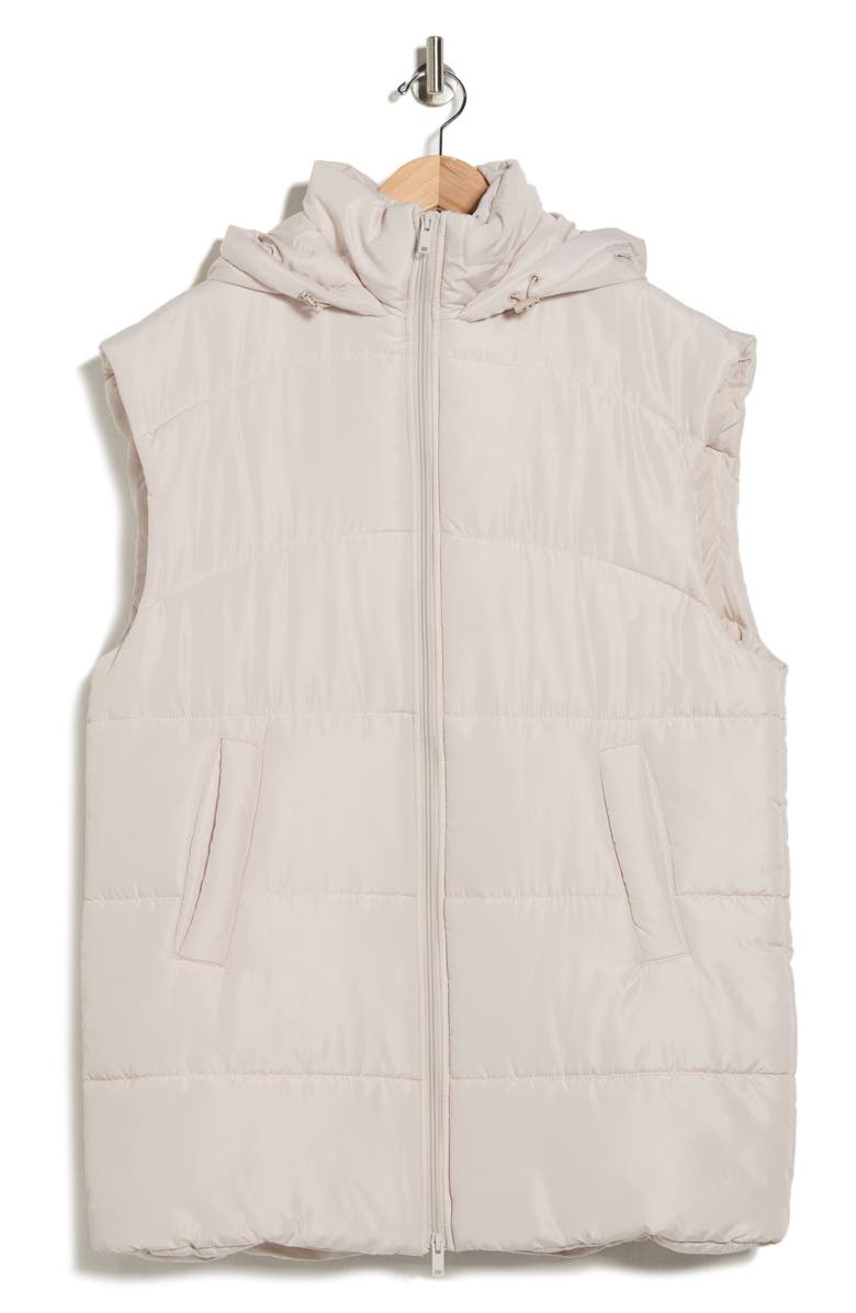 Z by Zella Hooded Long Quilted Vest, Alternate, color, Grey Moonbeam