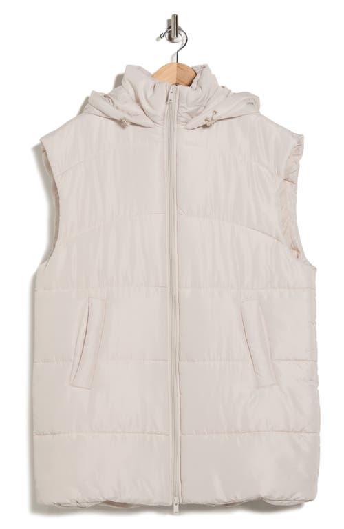 Z By Zella Hooded Long Quilted Vest In Neutral