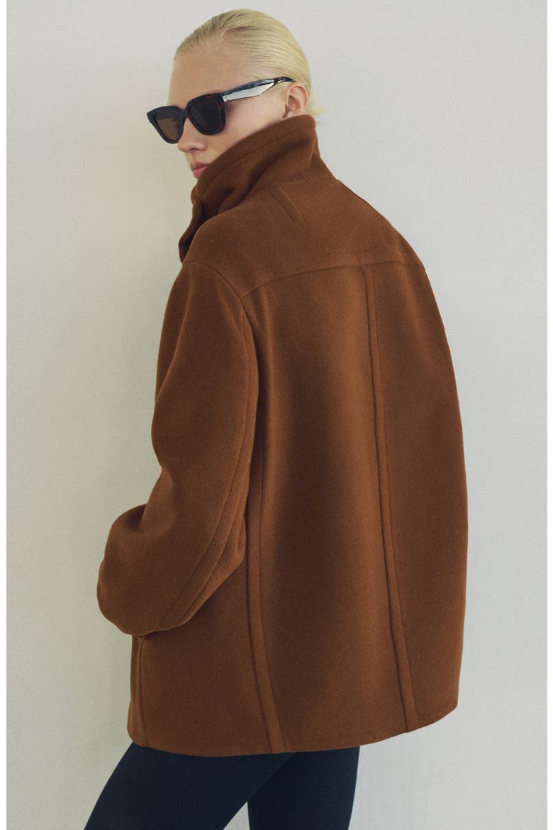 Double Breasted Wool Blend Jacket, Alternate, color, BROWN