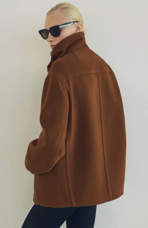 Mango Double Breasted Wool Blend Jacket In Brown