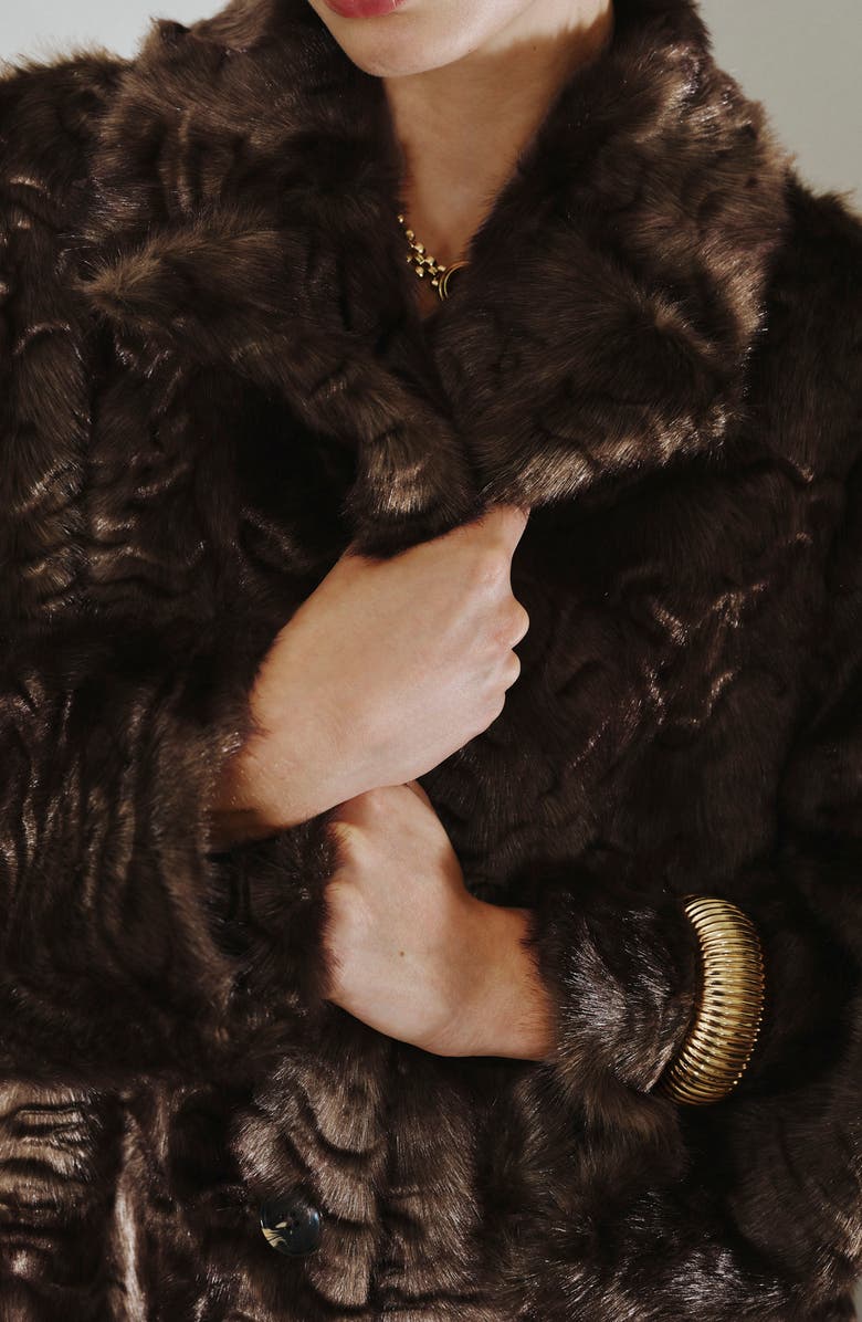 MANGO Textured Faux Fur Coat, Alternate, color, 