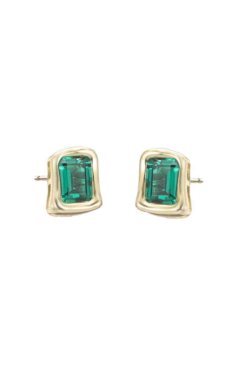 BY ADINA EDEN Emerald Green Curved Bezel CZ Stud Earring, Main, color, Emerald Green