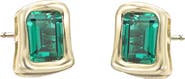 BY ADINA EDEN Emerald Green Curved Bezel CZ Stud Earring