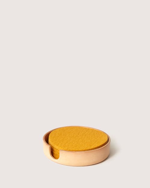 Graf & Lantz Graf Lantz Kobon Leather Round Tray In Natural