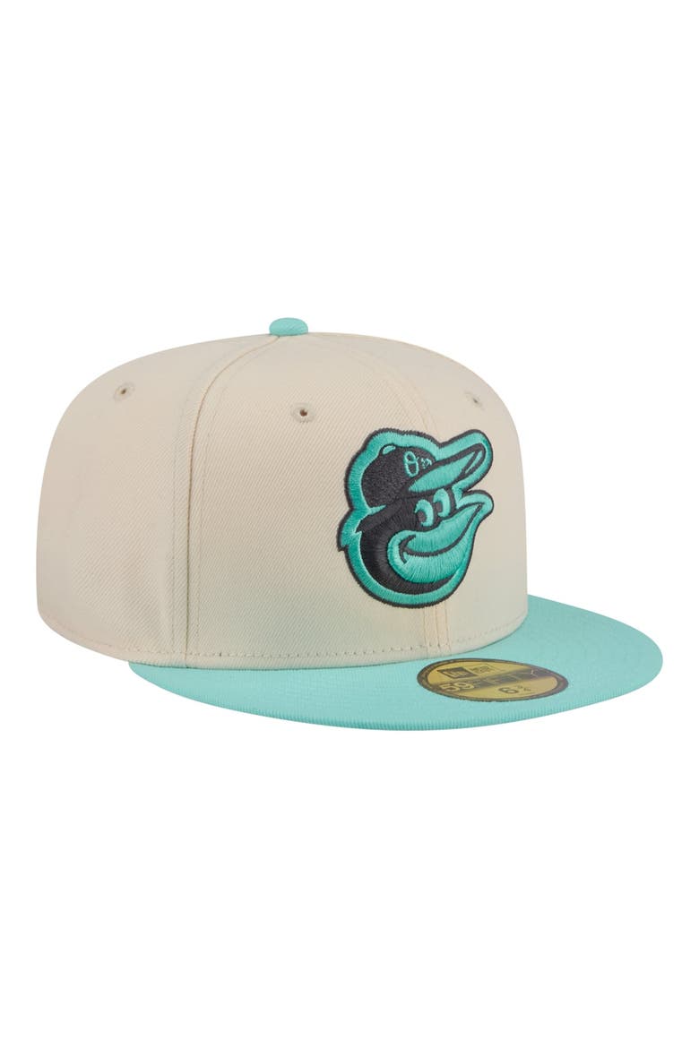 Men's New Era Light Beige/Turquoise Baltimore Orioles Two-Tone Color Pack 59FIFTY Fitted Hat, Alternate, color, Light Beige