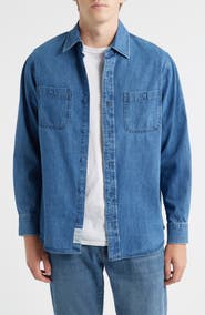 Schott NYC Cotton Denim Button-Up Work Shirt