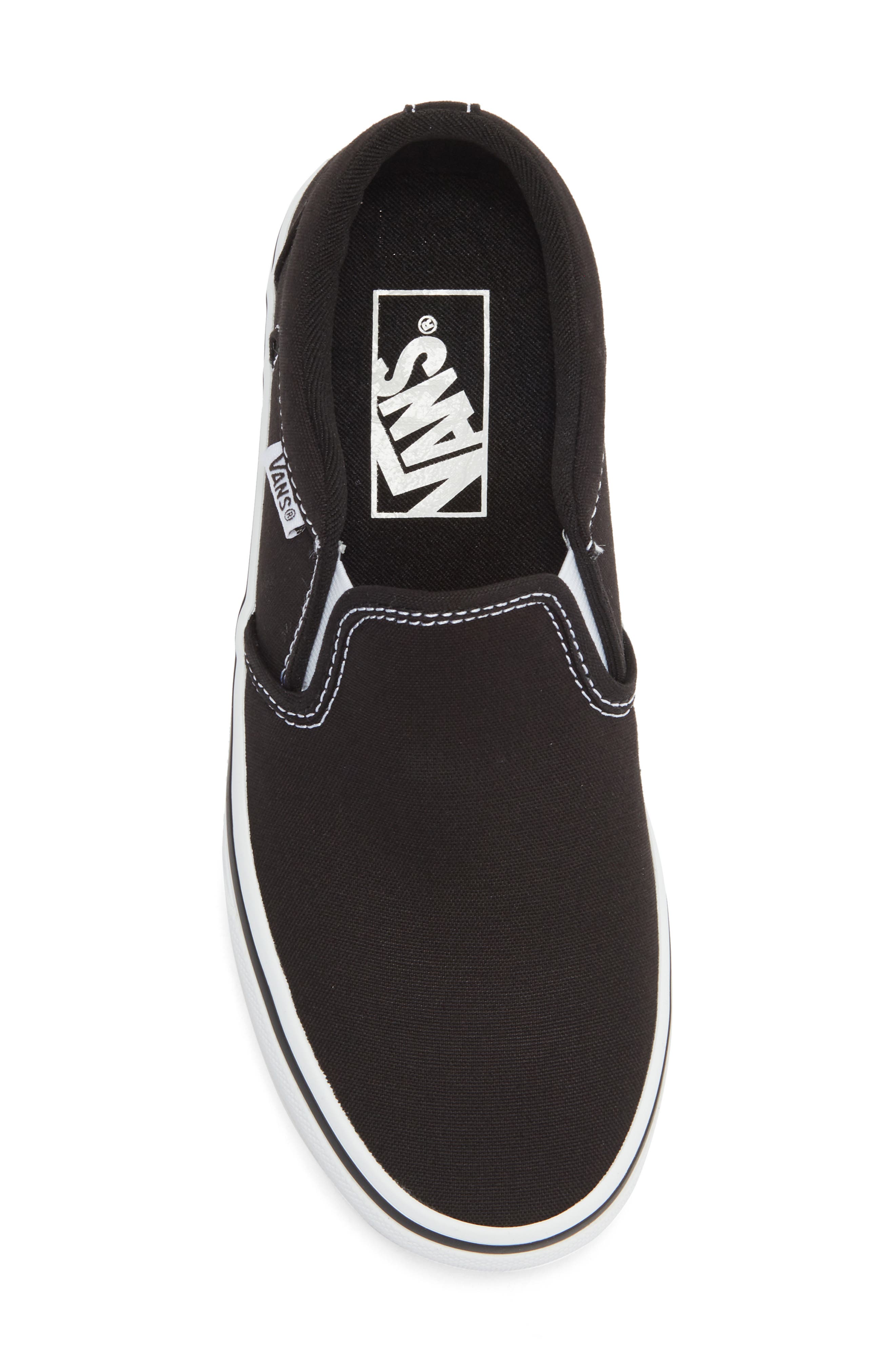 Vans Kids' Asher Slip-On Sneaker, Alternate, color, Canvas Black/White