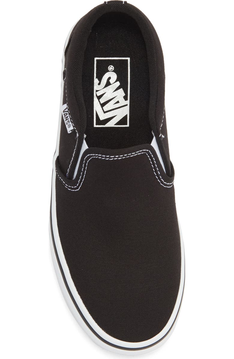 Vans Kids' Asher Slip-On Sneaker, Alternate, color, Canvas Black/White