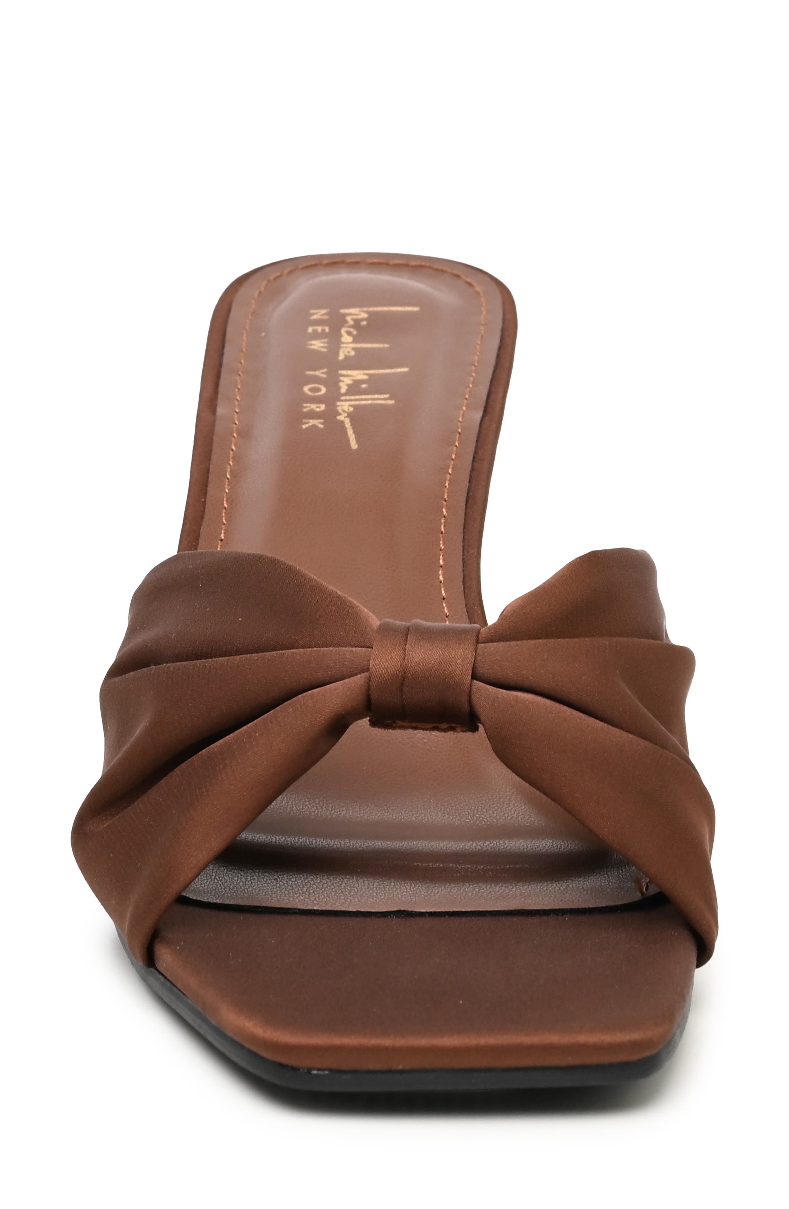Bow Mule Sandal, Alternate, color, BROWN SATIN