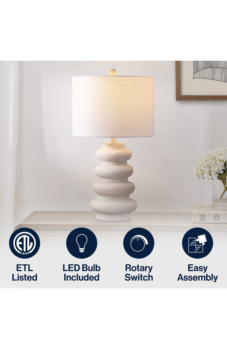 JONATHAN Y Juniper 26" Modern Minimalist Resin Stacked Ovoid LED Lamp, Alternate, color, Antique White