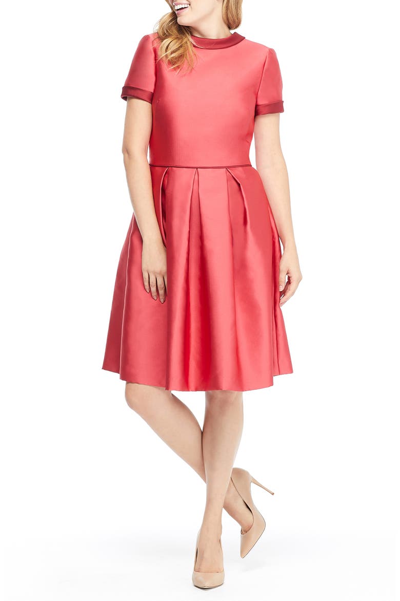 Annabelle Bow Back Double Face Satin Dress, Alternate, color, PINK/ RED